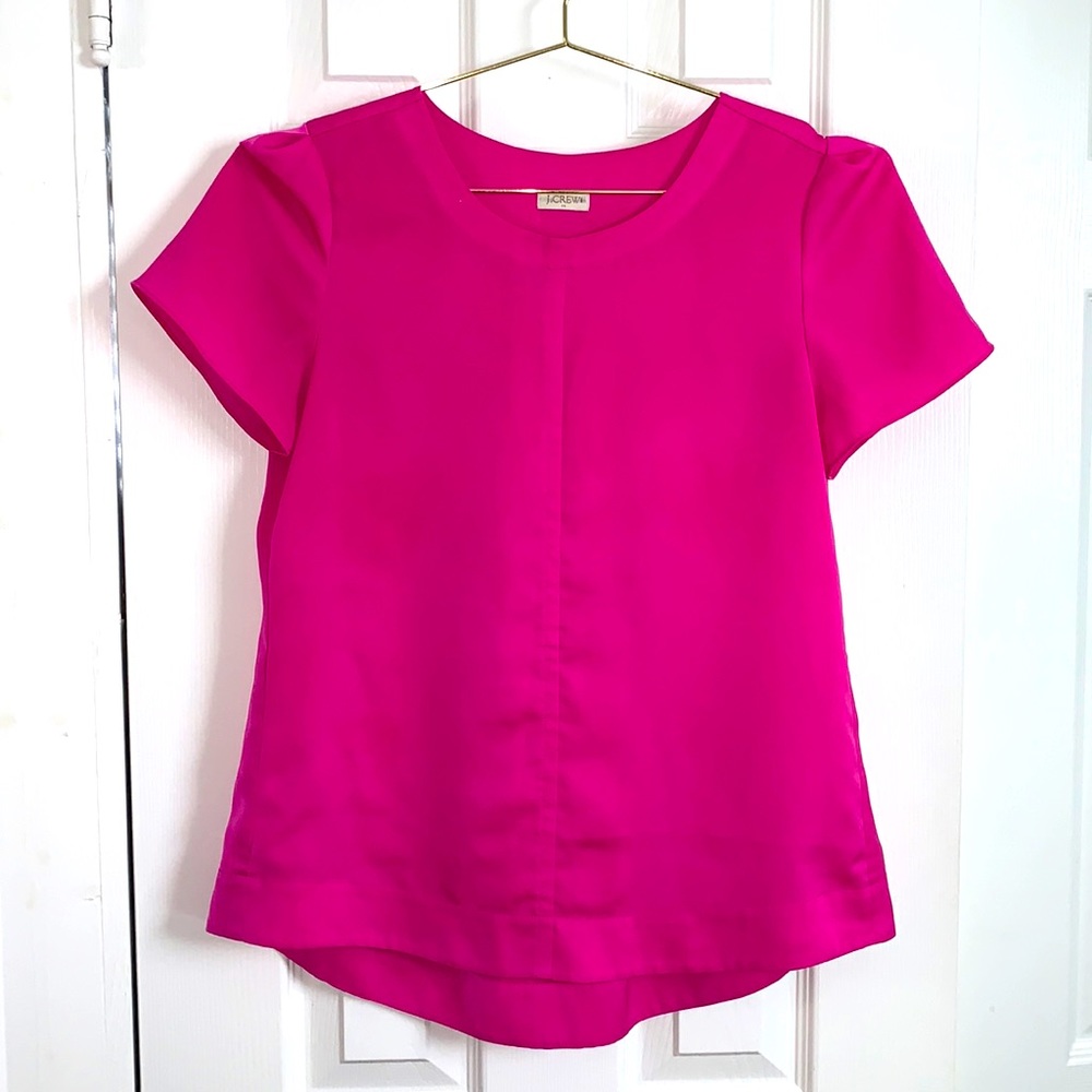 J.Crew bright fuchsia short sleeve top, size S